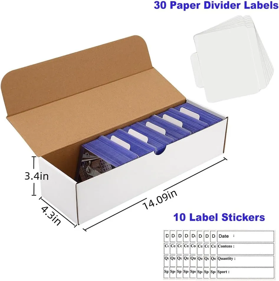 Top Loader Box 8-Pack–7200Count, Sports Card Organizer with 30 Dividers & Labels for TCG, MTG, Magic,Trading Cards- Archival Safe,Stackable Design