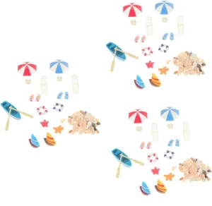 Totority 1 Set 13pcs Miniature Beach Adornments Resin Boat Longue Umbrella Slippers for Mini House Sandbox Plant Decoration for Imagination Craft Collectibles