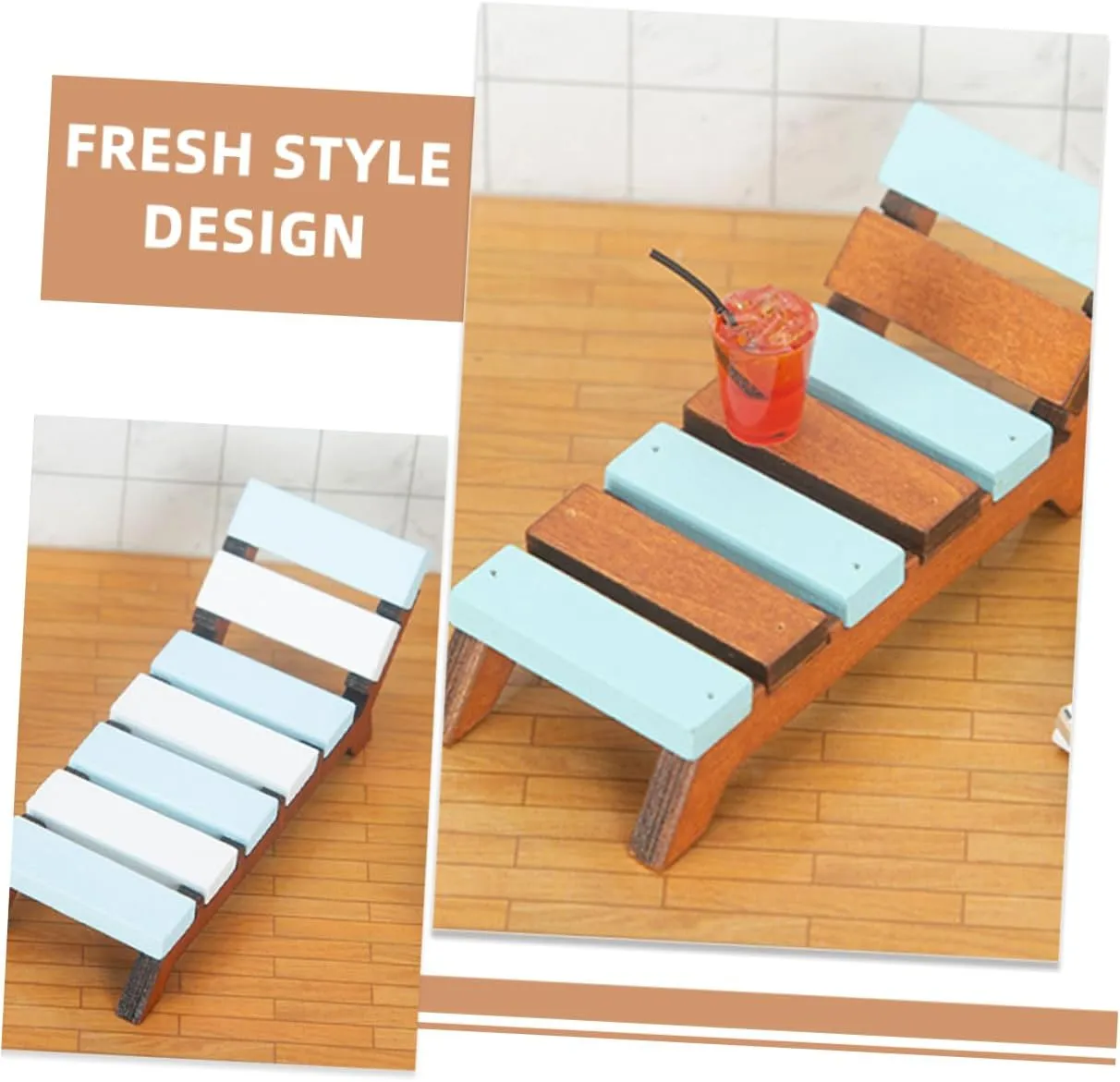 Totority 4pcs Miniature Dollhouse Lounge Chair Cute Beach Chair Models Compact Recliner Furniture for Boys and Girls Playhouse Safe Fun for Mini Homes