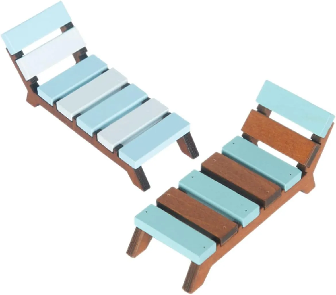 Totority 4pcs Miniature Dollhouse Lounge Chair Cute Beach Chair Models Compact Recliner Furniture for Boys and Girls Playhouse Safe Fun for Mini Homes