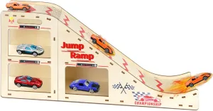 Toy Cars Jump Ramp, Toy Car Track Set for Hot Wheels, Race Cars Track for Hot Wheels and Diecast Cars, Playing/Storage/Display/Race Track Set, Wood Jump Ramp for Hot Wheels Cars and Montessori 02
