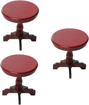 Toyvian 3pcs Mini Round Table Model for Dollhouse DIY Miniature Furniture Decoration Lifelike Adornment for Tiny Scene Setup Compact Design