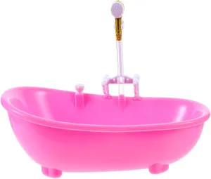 Toyvian Toy Bathtub for Dolls, Baby Doll Real Working Bath Set Electric Bathtub with Shower and Faucet Pretend Play Toy Play Water Accessories Fits Most Dolls ​Up to 12''