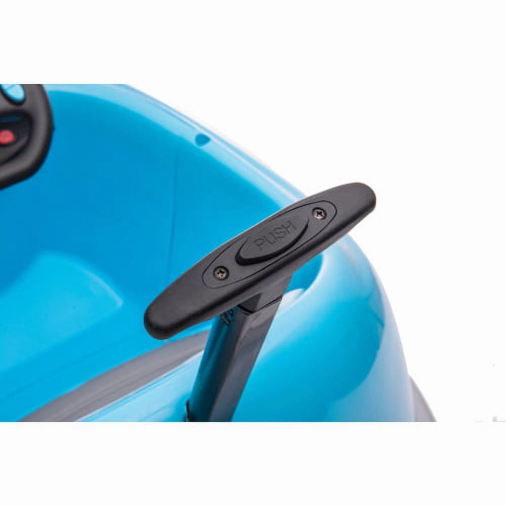 Track 7 Kids Ride on Bumper Car, 12V Electric Car for Boys Girls, Age 1-6 Years, with Remote Control, Bluetooth, Push Rod, Rocking Horse Mode, 360 Degree Turning, Blue