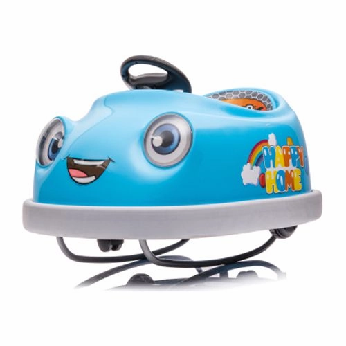 Track 7 Kids Ride on Bumper Car, 12V Electric Car for Boys Girls, Age 1-6 Years, with Remote Control, Bluetooth, Push Rod, Rocking Horse Mode, 360 Degree Turning, Blue