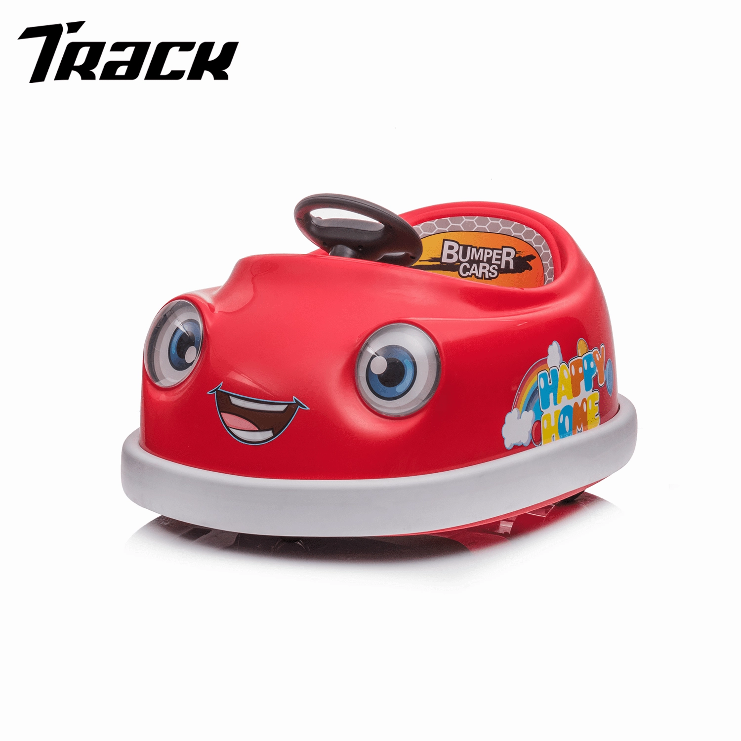 Track 7 Kids Ride on Bumper Car, 12V Electric Car for Boys Girls, Age 1-6 Years, with Remote Control, Bluetooth, Push Rod, Rocking Horse Mode, 360 Degree Turning, Blue