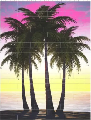Tropical Palm Tree Building Block Puzzle Personalized Building Bricks for Adults Square Shaped DIY Brick Block Puzzles Valentine's Day Gifts for Home Decor Brick Puzzle