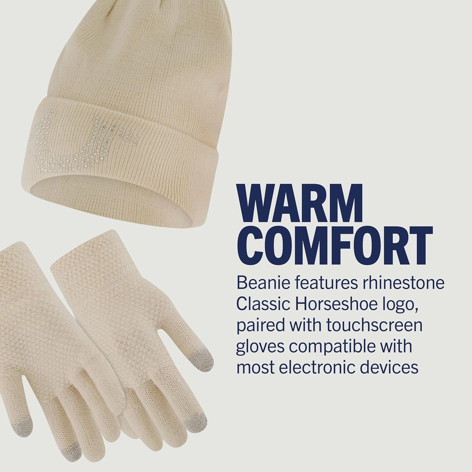 True Religion Beanie Hat and Touchscreen Glove Set