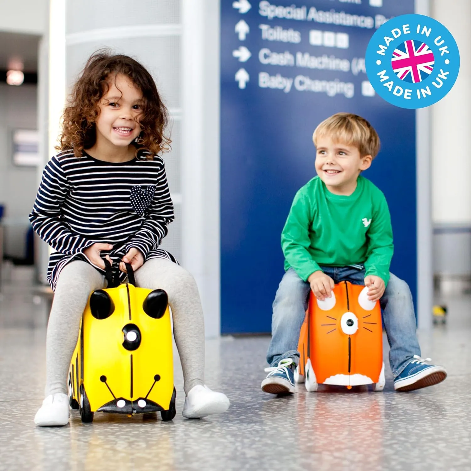 Trunki Ride-On Kids Suitcase | Tow-Along Toddler Luggage | Carry-On Cute Bag with Wheels | Kids Luggage and Airplane Travel Essentials: Bernard Bee Yellow
