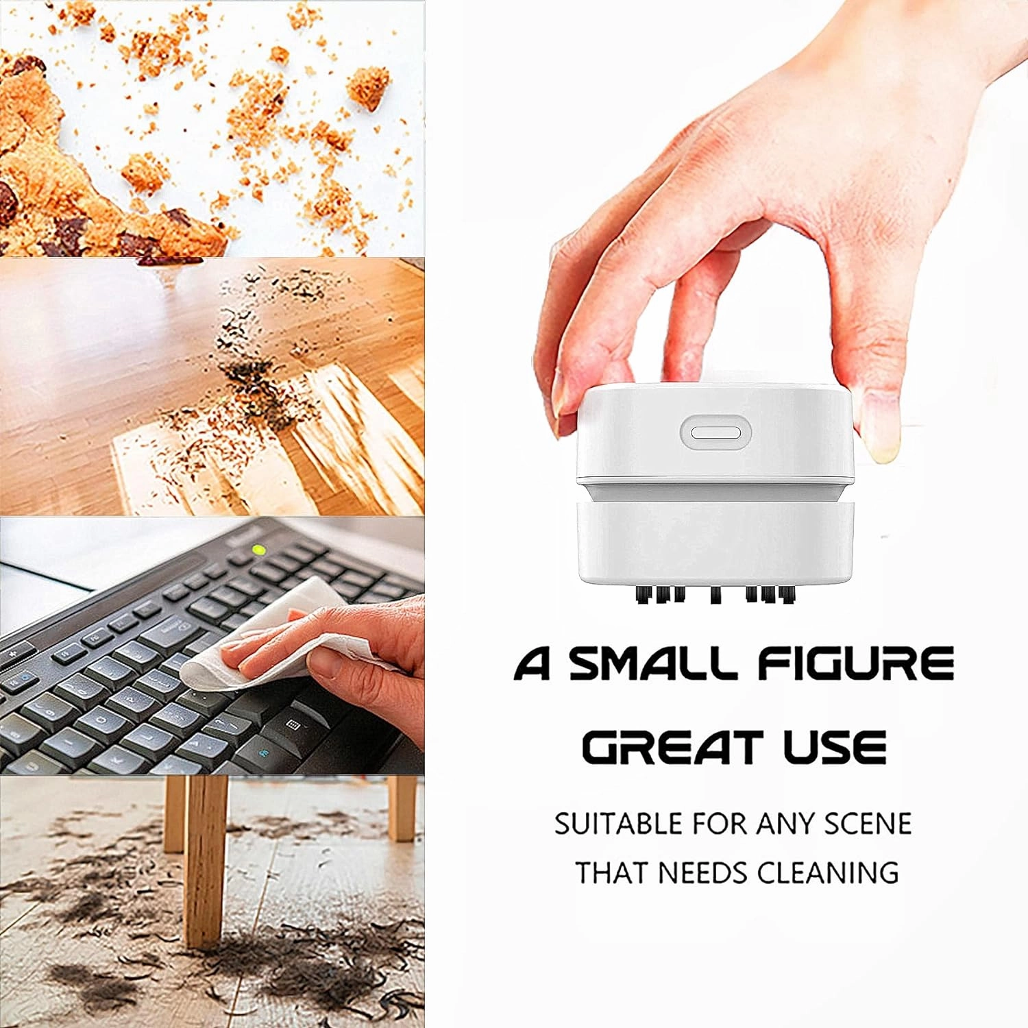 TRZLIFE Desk Vacuum, Rechargeable and Durable Table Vacuum with Bonus Accessories Mini Desk Cleaner Sucks Tiny Items and Crumbs from Desktop, Drawer, Countertop Ideal as a Tech White Elephant Gift