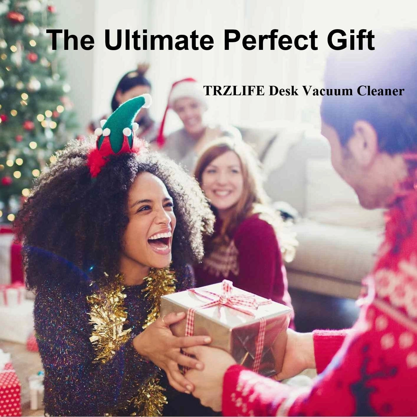 TRZLIFE Desk Vacuum, Rechargeable and Durable Table Vacuum with Bonus Accessories Mini Desk Cleaner Sucks Tiny Items and Crumbs from Desktop, Drawer, Countertop Ideal as a Tech White Elephant Gift