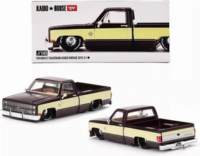 TSMMODEL Diecast Model car in Compatible with Silverado Kaido Vintage Spec V1, Two Tone: Brown & Cream 1/64 (3 inches) Scale, Die-Cast Toy Pickup Truck by Kaido House