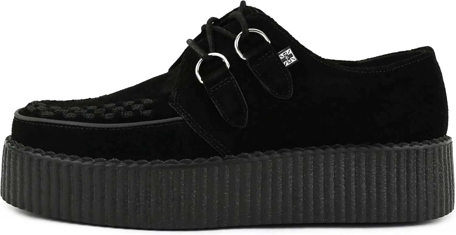 T.U.K. Suede Viva Mondo Creepers Shoes for Women and Men, Lace Up Platform Shoes