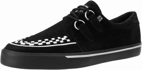 TUK Black/White Suede Creeper Sneaker Shoes for Women and Men, D Ring Lace Up Shoes | US Women 13 / Men 11