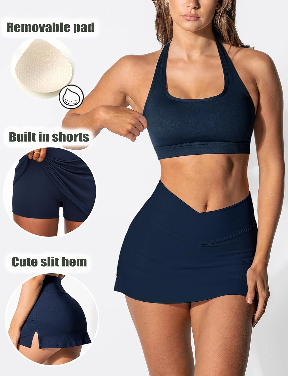 Two Piece Tennis Skirt Sets for Women 2 Piece Mini Skirt Set Going Out Golf Skort Athletic Skirt Pickleball Outfit