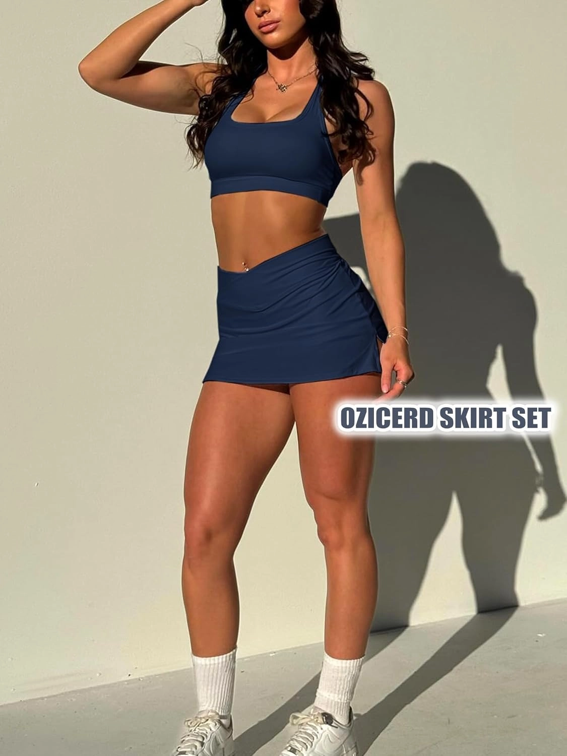 Two Piece Tennis Skirt Sets for Women 2 Piece Mini Skirt Set Going Out Golf Skort Athletic Skirt Pickleball Outfit