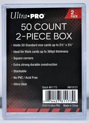 Ultra Pro 2-Piece Clear Card Storage Box | Holds 50 Standard Cards | 2 boxes per pack | 5-Pack Total
