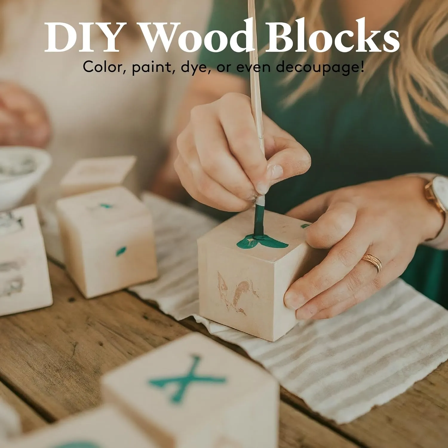 Unfinished Wood Craft Cubes 1-1/2 inch, Pack of 36 Small Wooden Blocks to Decorate, Wooden Cubes for Crafts and Dcor, by Woodpeckers