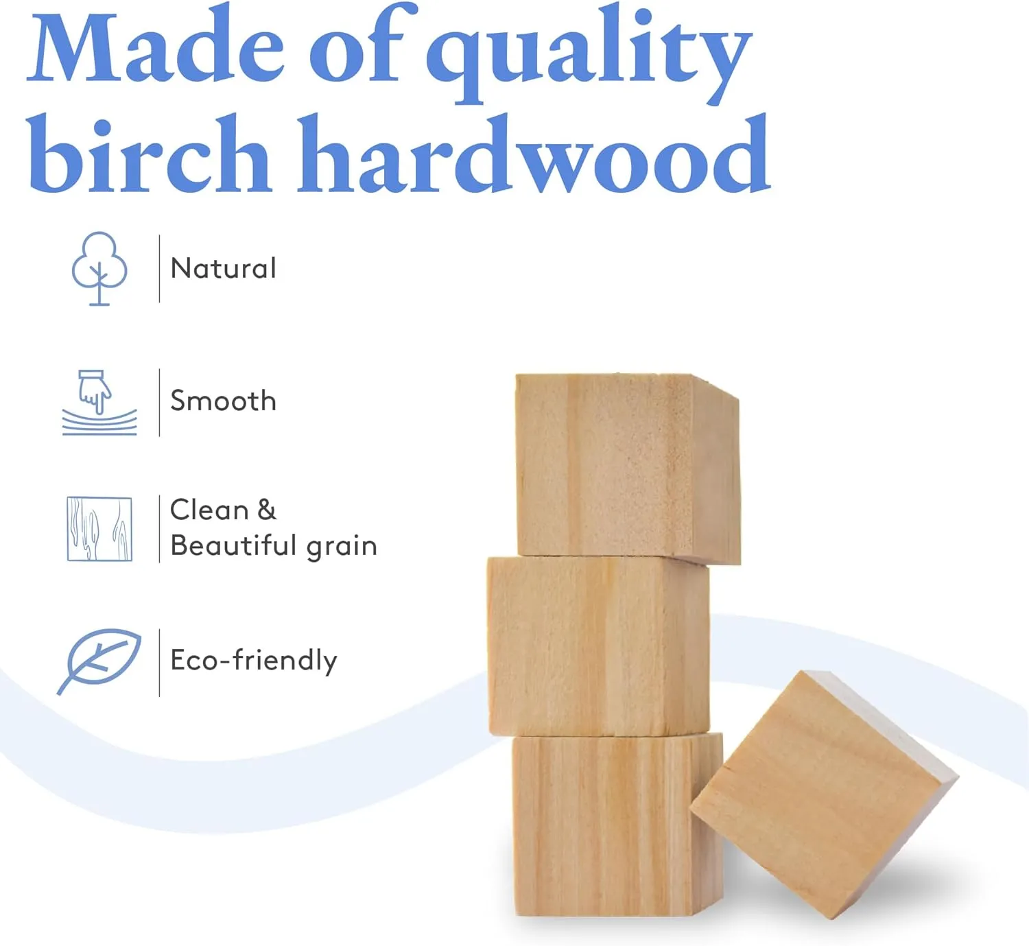 Unfinished Wood Craft Cubes 1-1/2 inch, Pack of 36 Small Wooden Blocks to Decorate, Wooden Cubes for Crafts and Dcor, by Woodpeckers