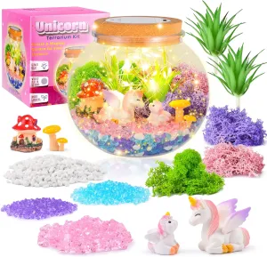 Unicorn Gifts for Girls - Light up Unicorn Terrarium Kit for Kids - DIY Unicorn Arts & Crafts Toy - Birthday Gifts for Kids Age 5 6 7 8-12 Year Old Girl Gift
