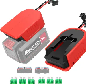 UNIKI 2 Pack Power Wheel Adapter for Bauer 20V Battery Converter Kit with Fuses & Wire Terminals, 14AWG Wire, Power Connector for DIY RC Car Toys, Robotics and RC Trucks