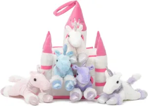 Unipak Plush Pink and White Castle with Five Stuffed Animal Unicorns