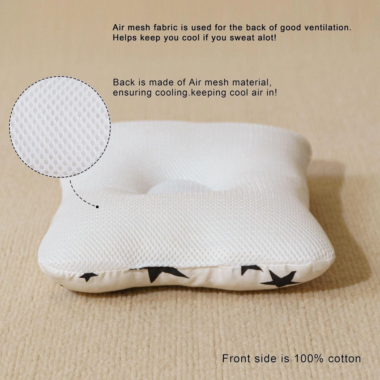 Unisex Pillow 13x9, Hypoallergenic Airmesh Breathable Cool 100% Cotton, Control Sweat, Ideal for Travel, Small, Car, Travel, MultiFunctual Small Decor Pillows