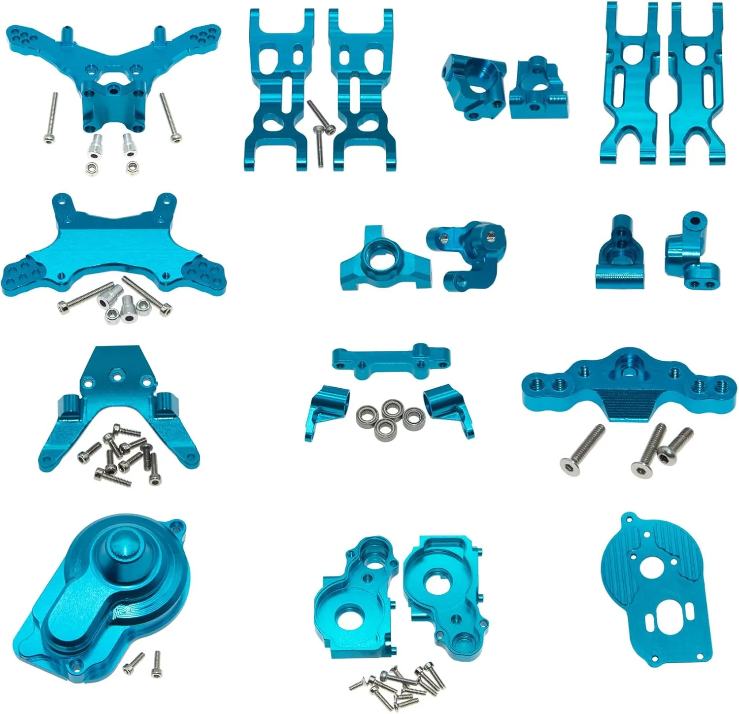 Upgrade Compatible with Losi 1/18 Mini-T 2.0 2WD RC Truck Parts Kit Steering Knuckle Suspension Arms Set Accessory Replace(Blue)