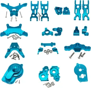 Upgrade Compatible with Losi 1/18 Mini-T 2.0 2WD RC Truck Parts Kit Steering Knuckle Suspension Arms Set Accessory Replace(Blue)