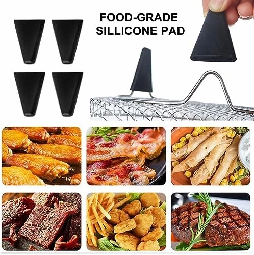 Upgrade Air Fryer Rack,Three Stackable Dehydrator Racks for Gowise Phillips USA Cozyna Ninja Airfryer,Stainless Steel Rectangle Air Fryer Rack,Ninja Dual Air Fryer Accessories (Rectangle)
