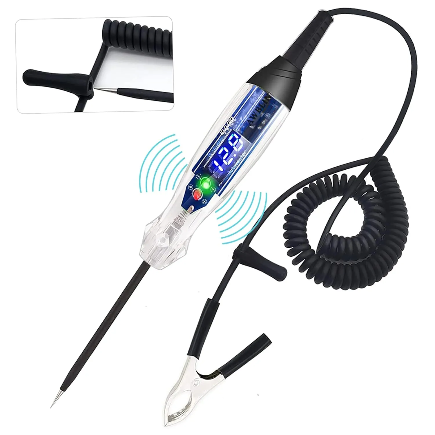 Upgraded Automotive Buzzer Test Light 4-60V DC Digital LED Circuit Tester, Heavy Duty Light Tester with Voltmeter, Auto Bidirectional Voltage Tester Electric Test Pen
