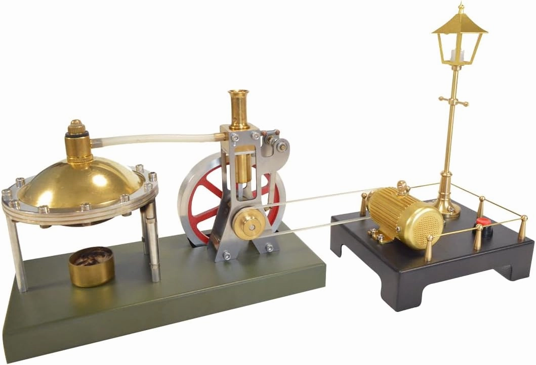 V-01 Vertical Steam Engine with Spherical Boiler   SG-01 Steam Generator & LED Street Lamp Scene Model Set for Physical Science Experiment Display