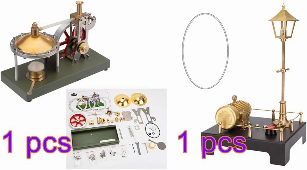 V-01 Vertical Steam Engine with Spherical Boiler   SG-01 Steam Generator & LED Street Lamp Scene Model Set for Physical Science Experiment Display