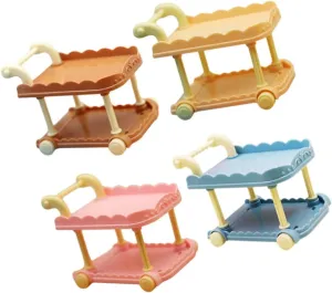 Vaguelly 4pcs Miniature Dining Trolley Models Cute Dollhouse Cart Decor Realistic Mini House Crafts for Projects and Photo Props