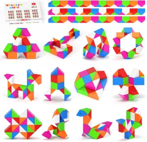 Vdealen 24 Pack Mini Fidget Snake Cube Twist Puzzle Party Favors for Kids, School Rewards&Classroom Prize for Students, Goodie Bag Stocking Stuffers, Gift for Birthday Valentine Easter Christmas
