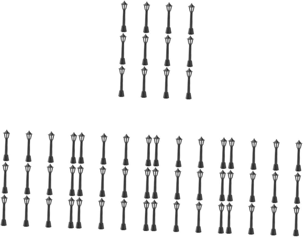 VICASKY 60pcs Miniature Model Lamps Realistic Plastic Post Lights for Dollhouse Landscape Decor Simulation Light Toy for Scene Decoration