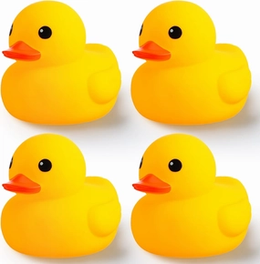 Vinsot 4 Pcs 7 Inches Large Yellow Rubber Ducks Large Bath Squeak Duck Float Bath Toy for Birthday Party Favors Gift Summer Beach Pool Baby Shower Activity Carnival Game Party Decoration