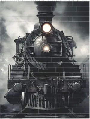 Vintage Steam Train Building Block Puzzle Rectangle Shaped Building Bricks for Adults Ornament Vertical Brick Block Puzzle for Home Decor Brick Puzzle