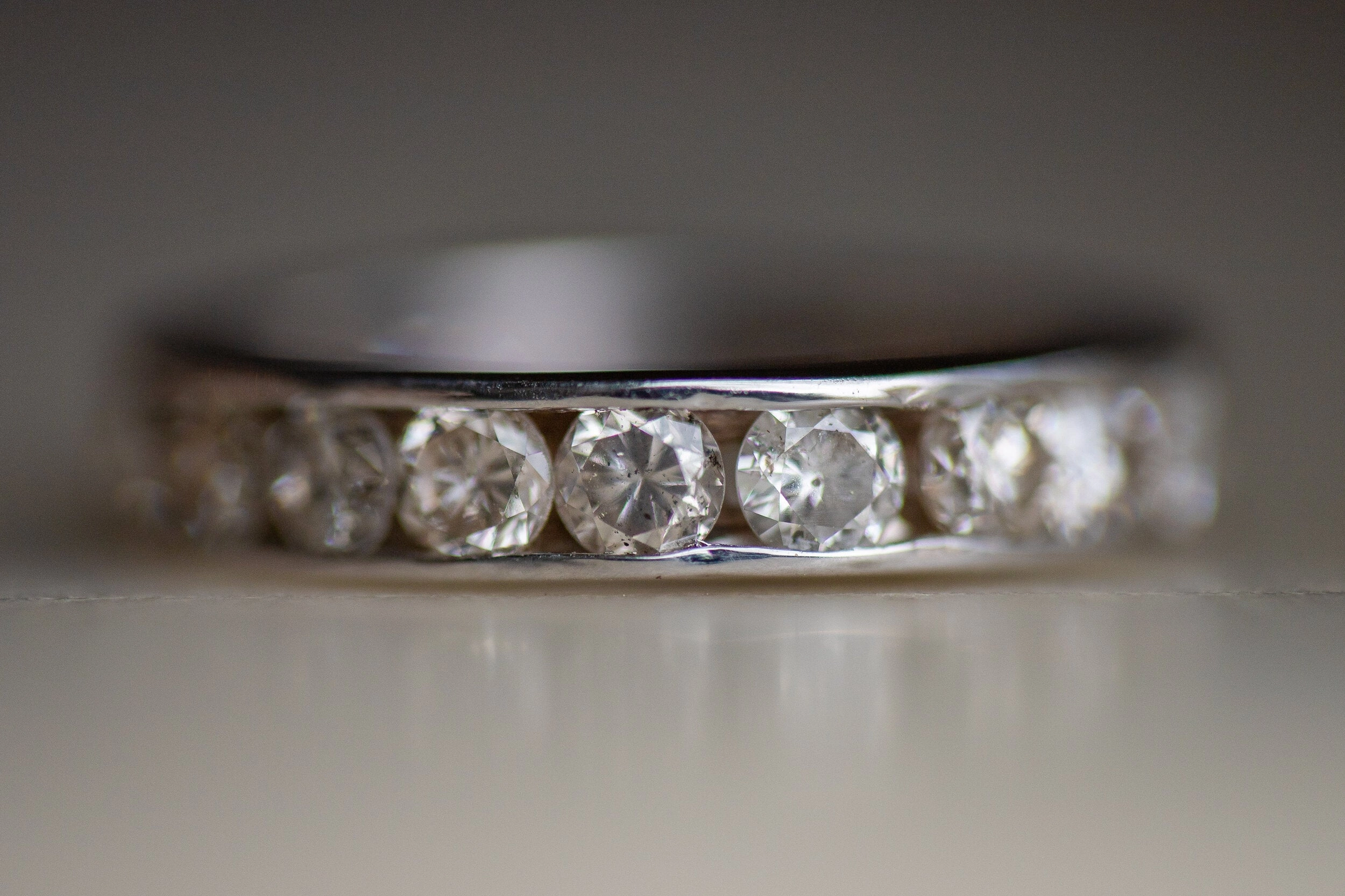 Vintage 14k White Gold 2.20 CTW Warm Diamond Eternity Band
