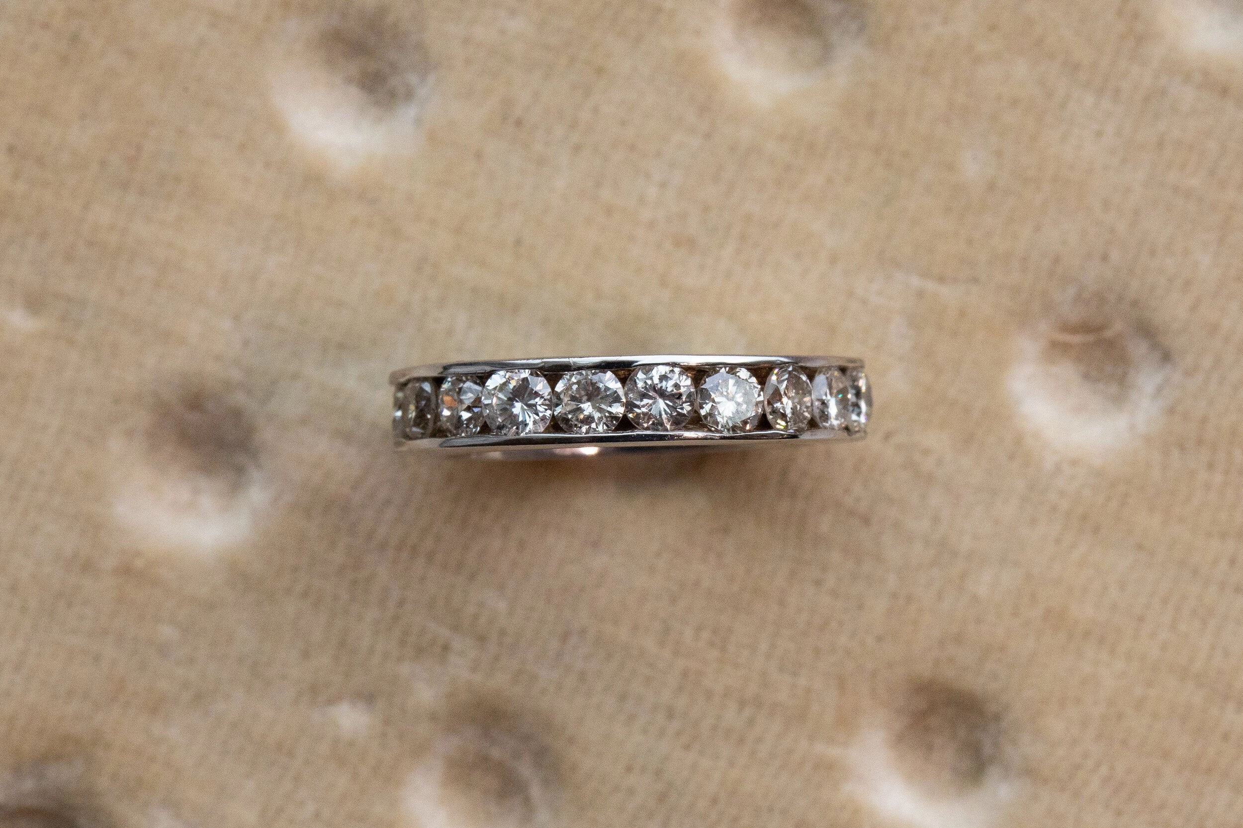 Vintage 14k White Gold 2.20 CTW Warm Diamond Eternity Band