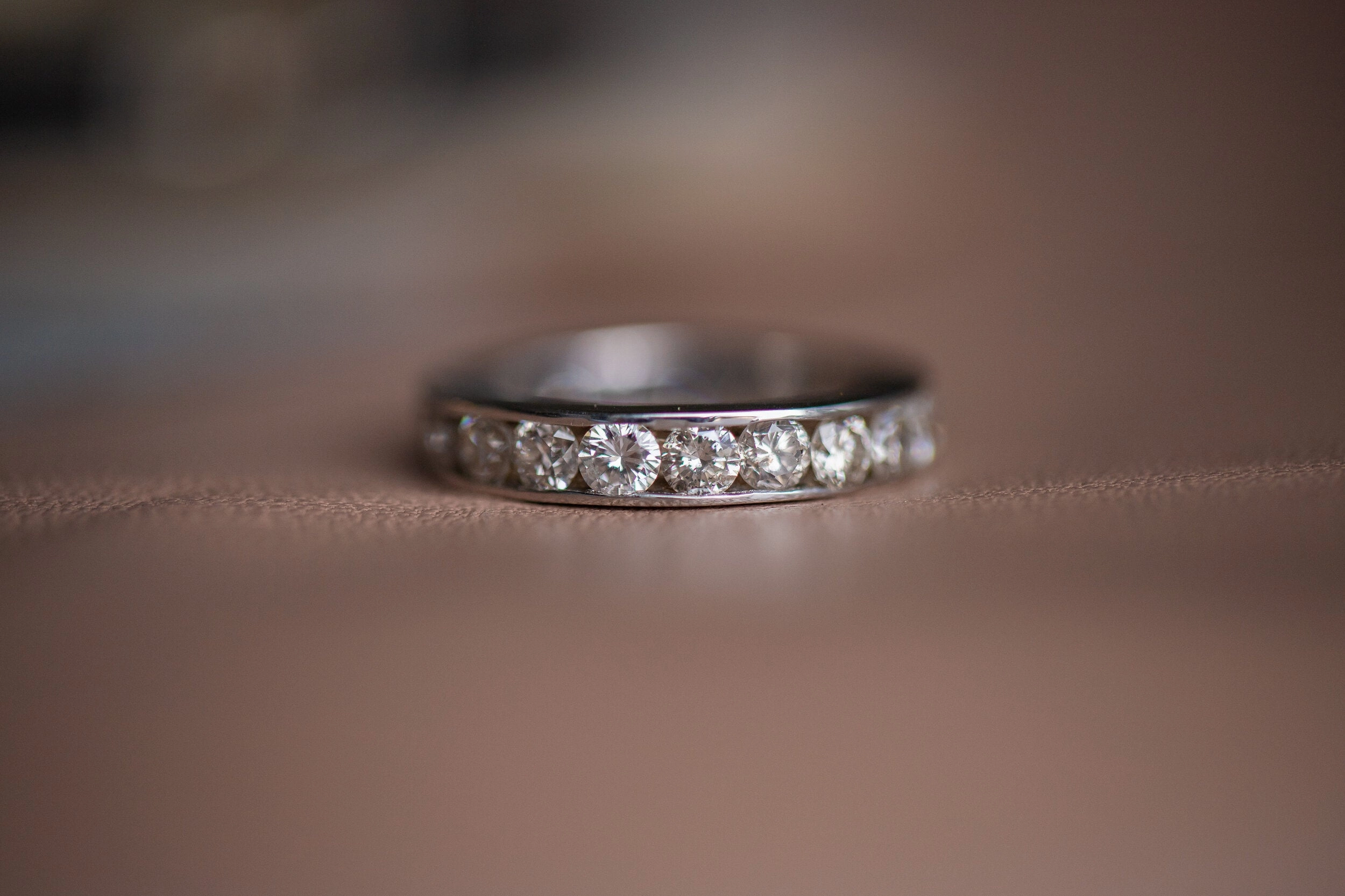 Vintage 14k White Gold 2.20 CTW Warm Diamond Eternity Band