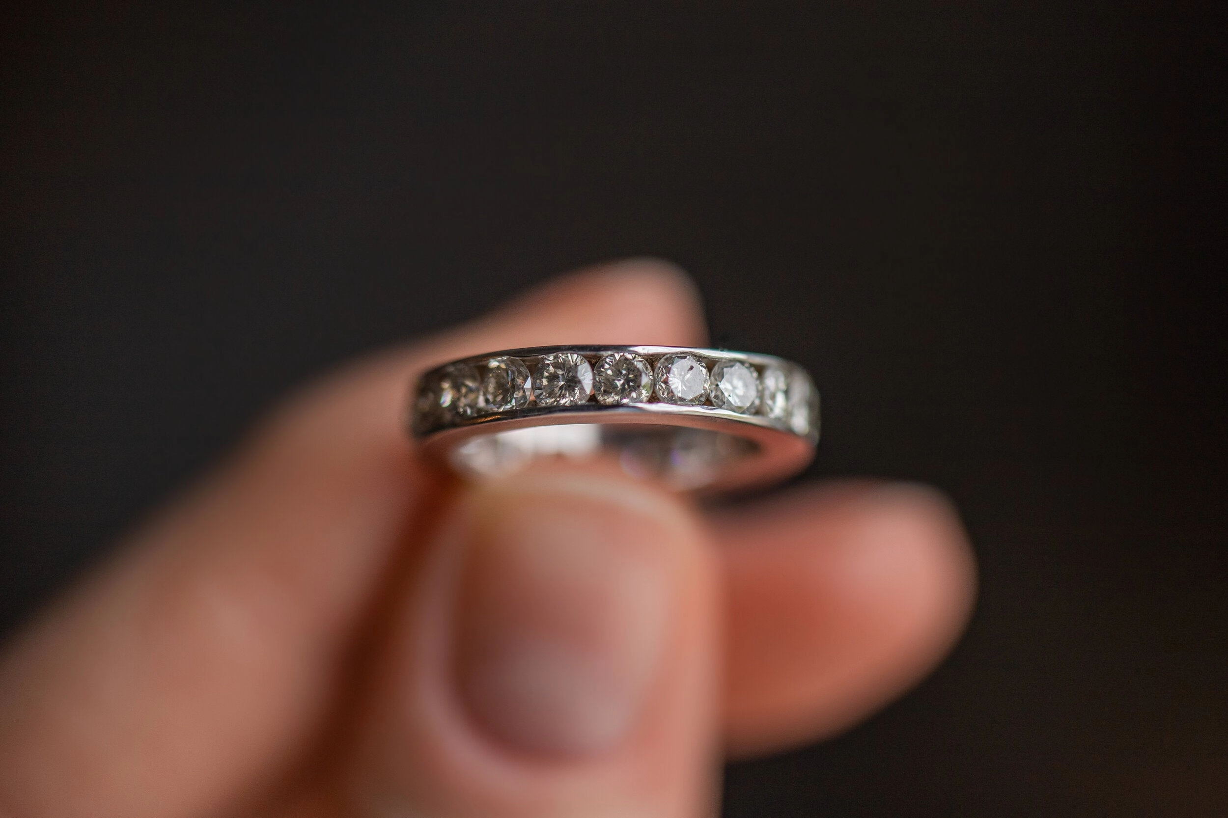 Vintage 14k White Gold 2.20 CTW Warm Diamond Eternity Band