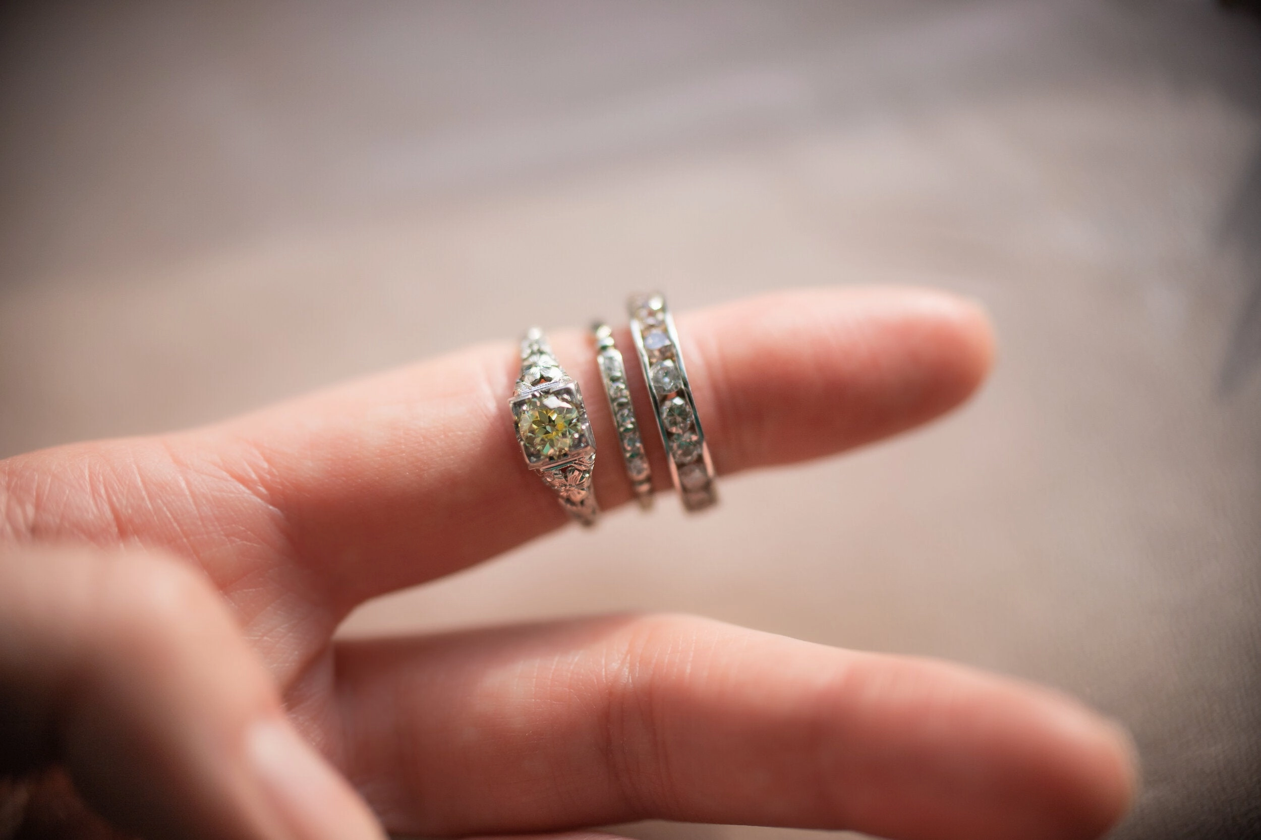 Vintage 14k White Gold 2.20 CTW Warm Diamond Eternity Band
