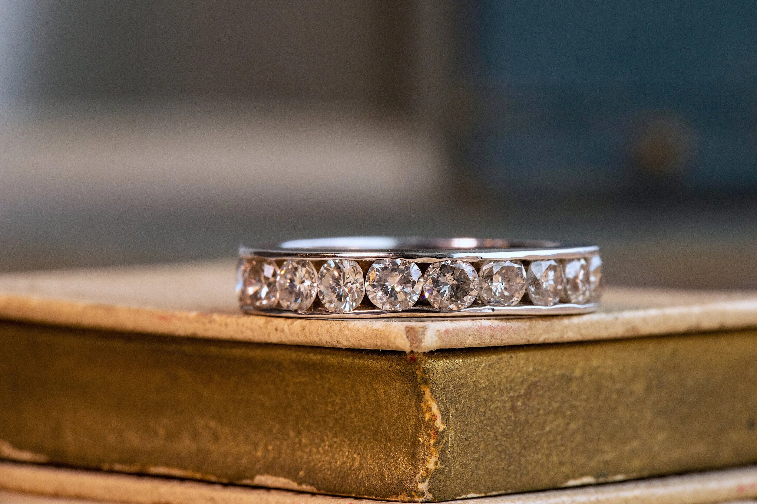 Vintage 14k White Gold 2.20 CTW Warm Diamond Eternity Band