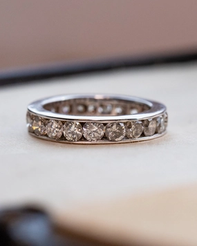 Vintage 14k White Gold 2.20 CTW Warm Diamond Eternity Band