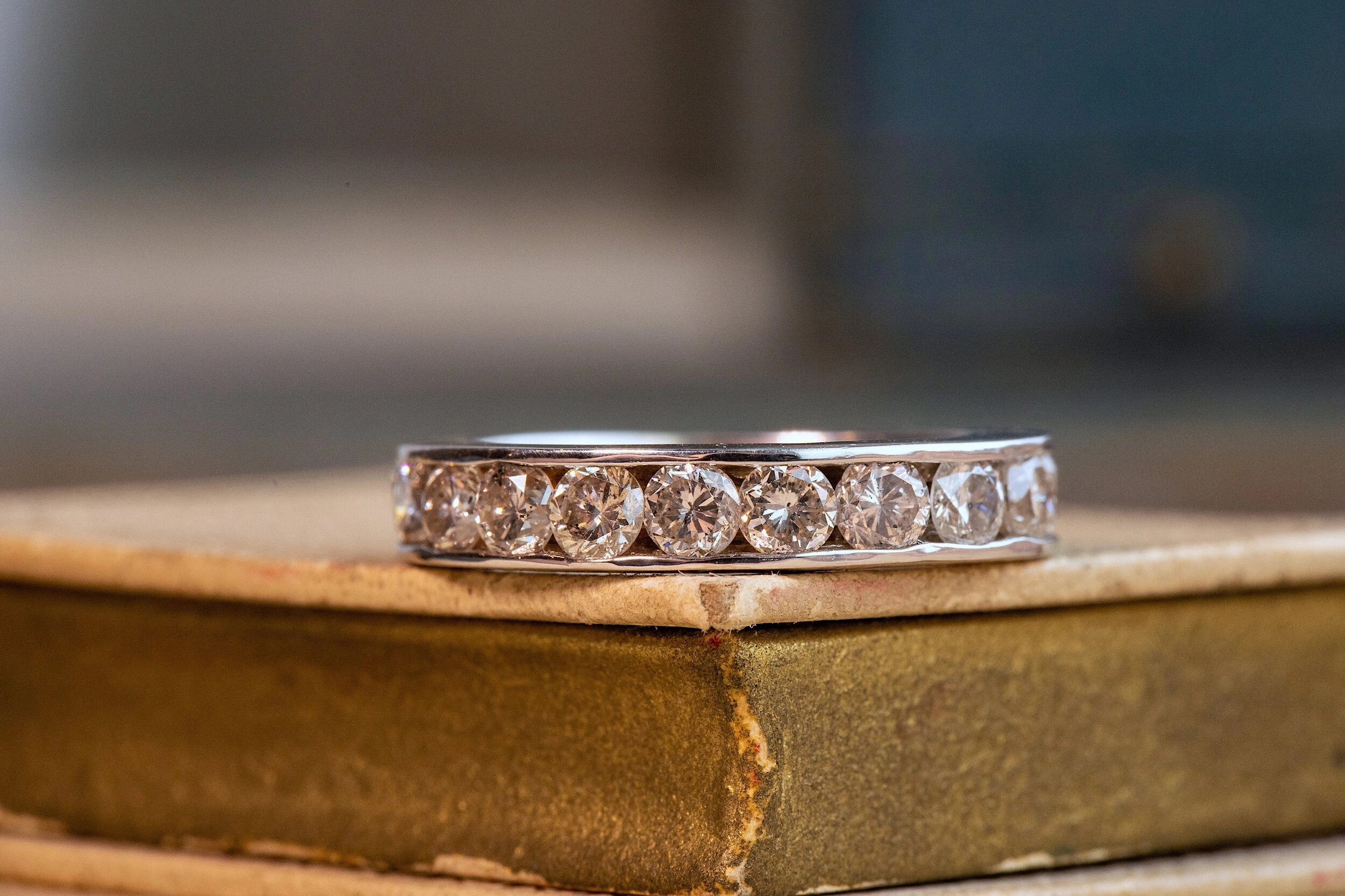 Vintage 14k White Gold 2.20 CTW Warm Diamond Eternity Band