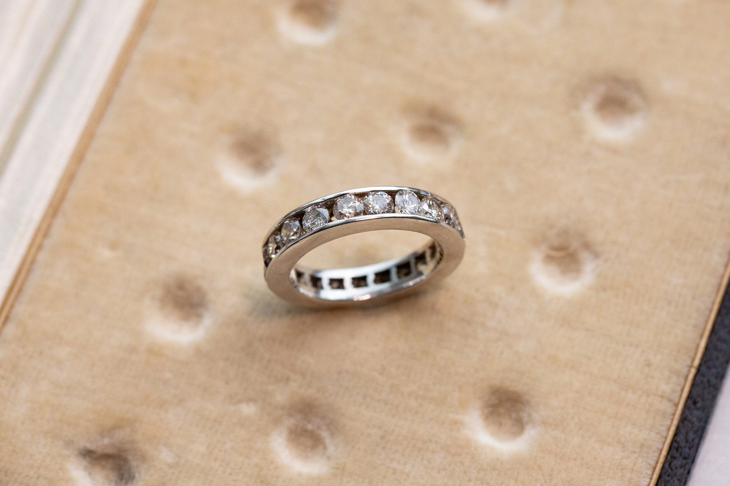 Vintage 14k White Gold 2.20 CTW Warm Diamond Eternity Band