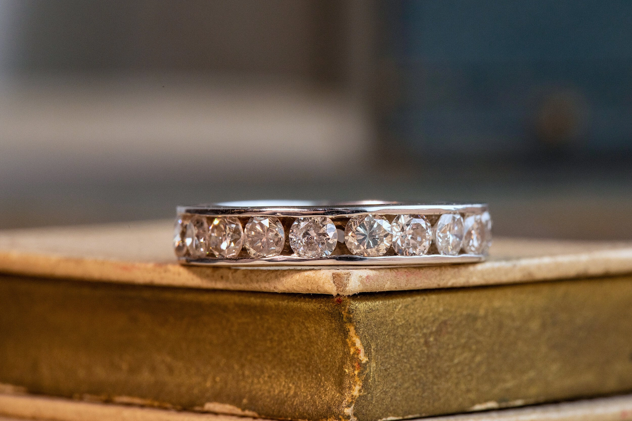 Vintage 14k White Gold 2.20 CTW Warm Diamond Eternity Band