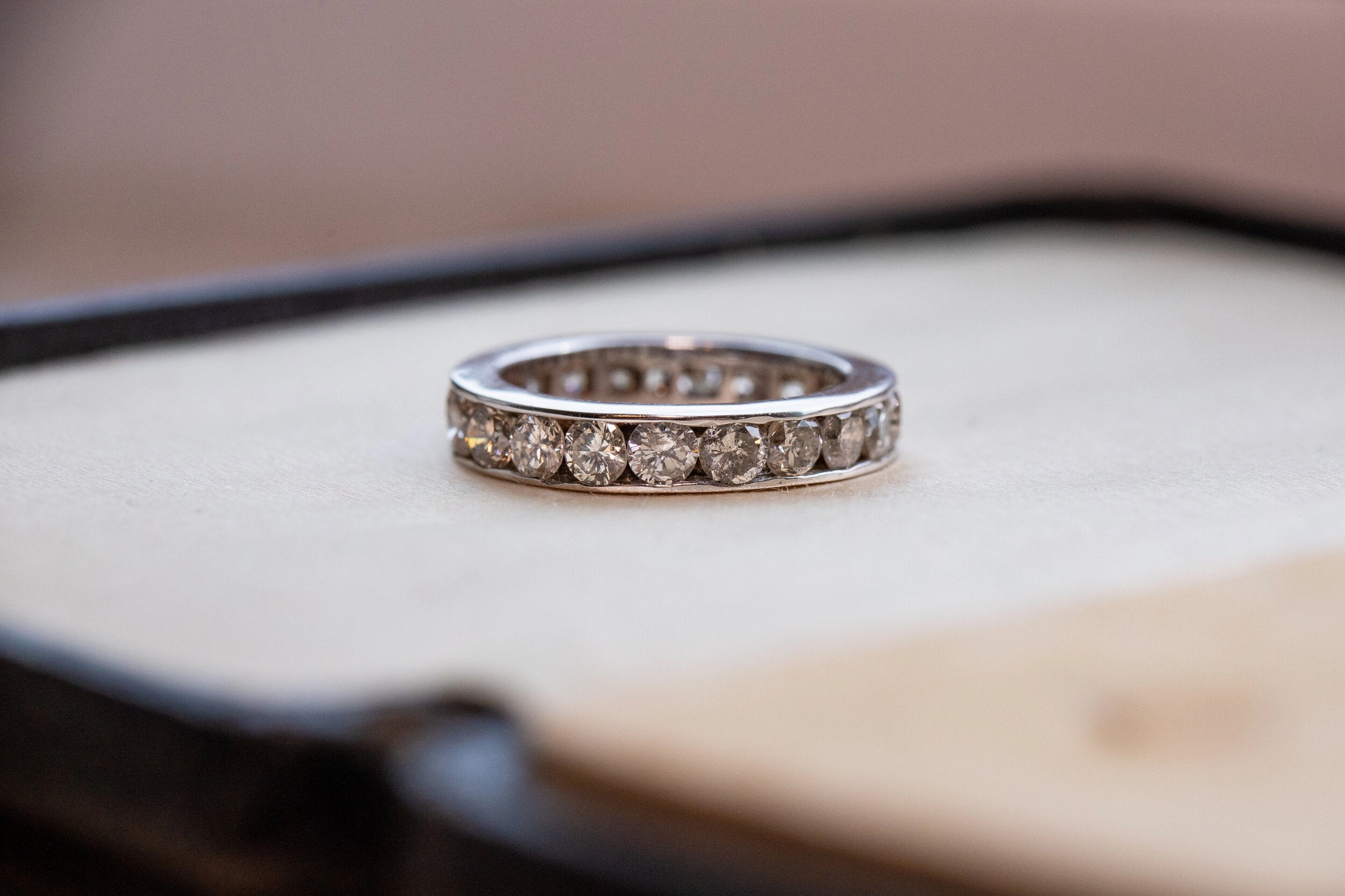 Vintage 14k White Gold 2.20 CTW Warm Diamond Eternity Band