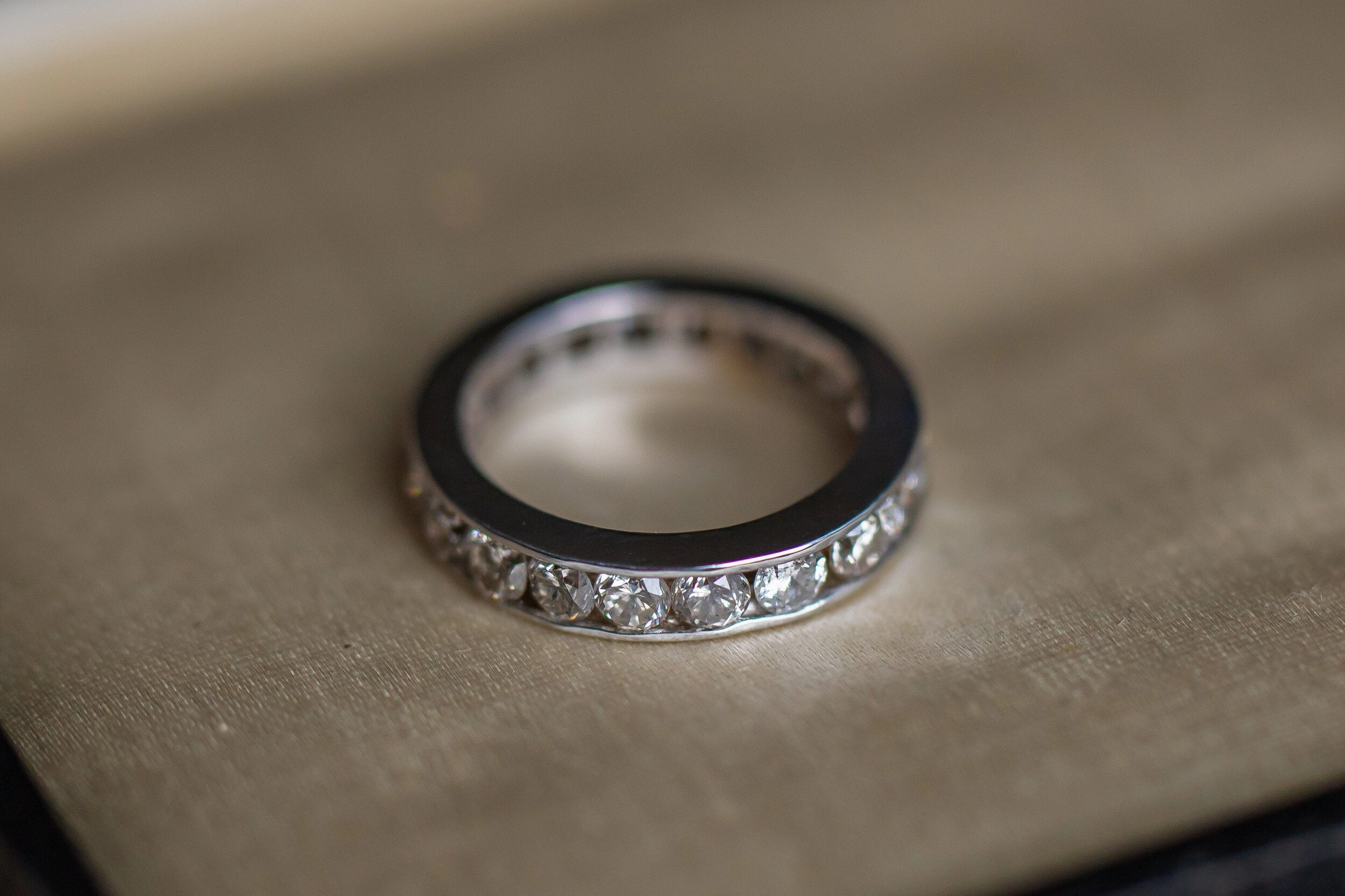 Vintage 14k White Gold 2.20 CTW Warm Diamond Eternity Band